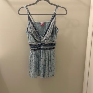 Lovely flower print blue blouse